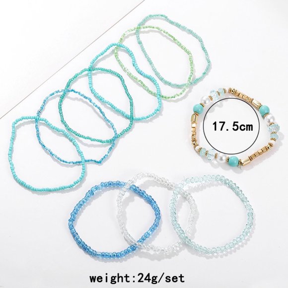 Natural Stone Crystal Stretch Set of 9 - Picture 2 of 4